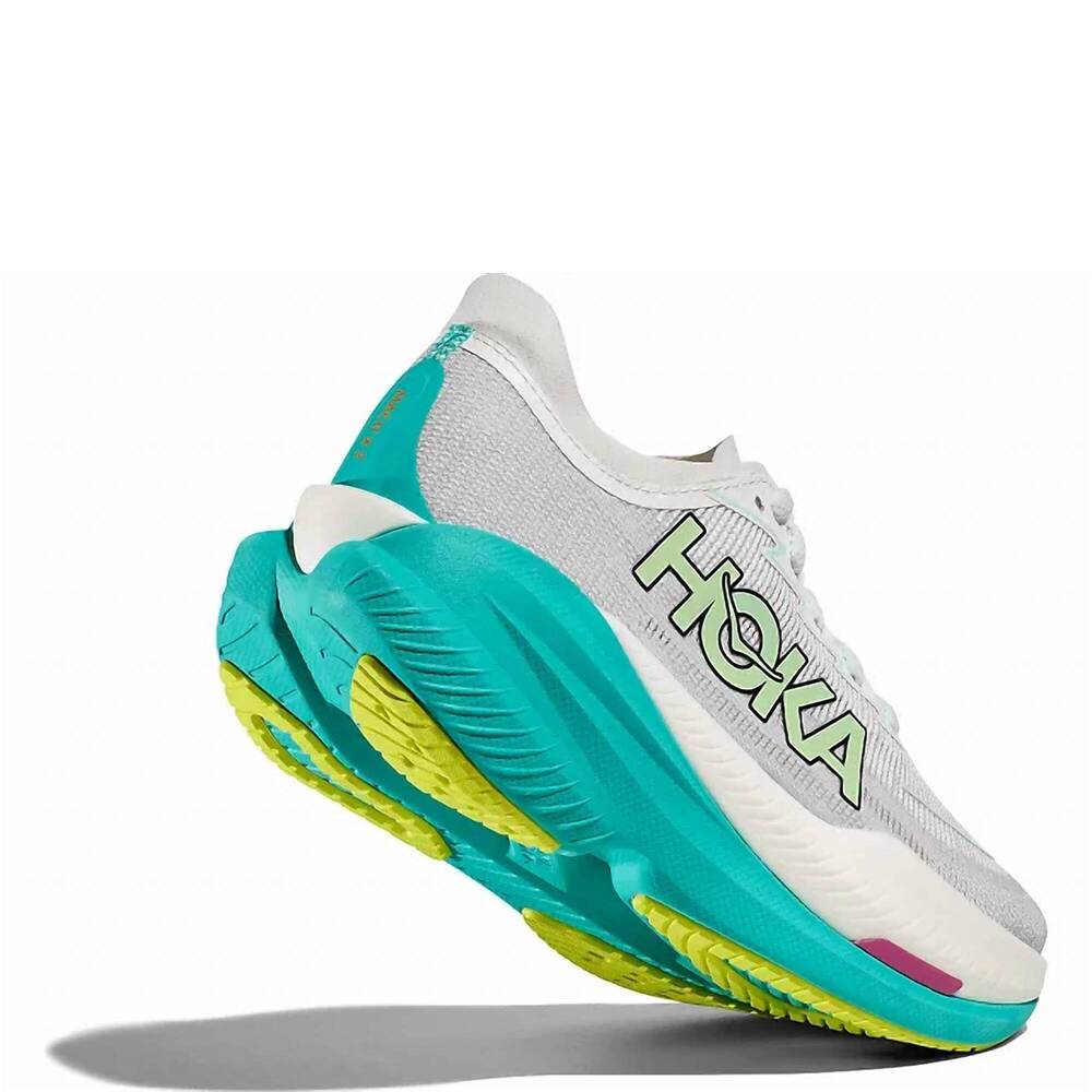 NEW HOKA women's mach x 2 running shoes in frost / electric aqua - Picture 4 of 7
